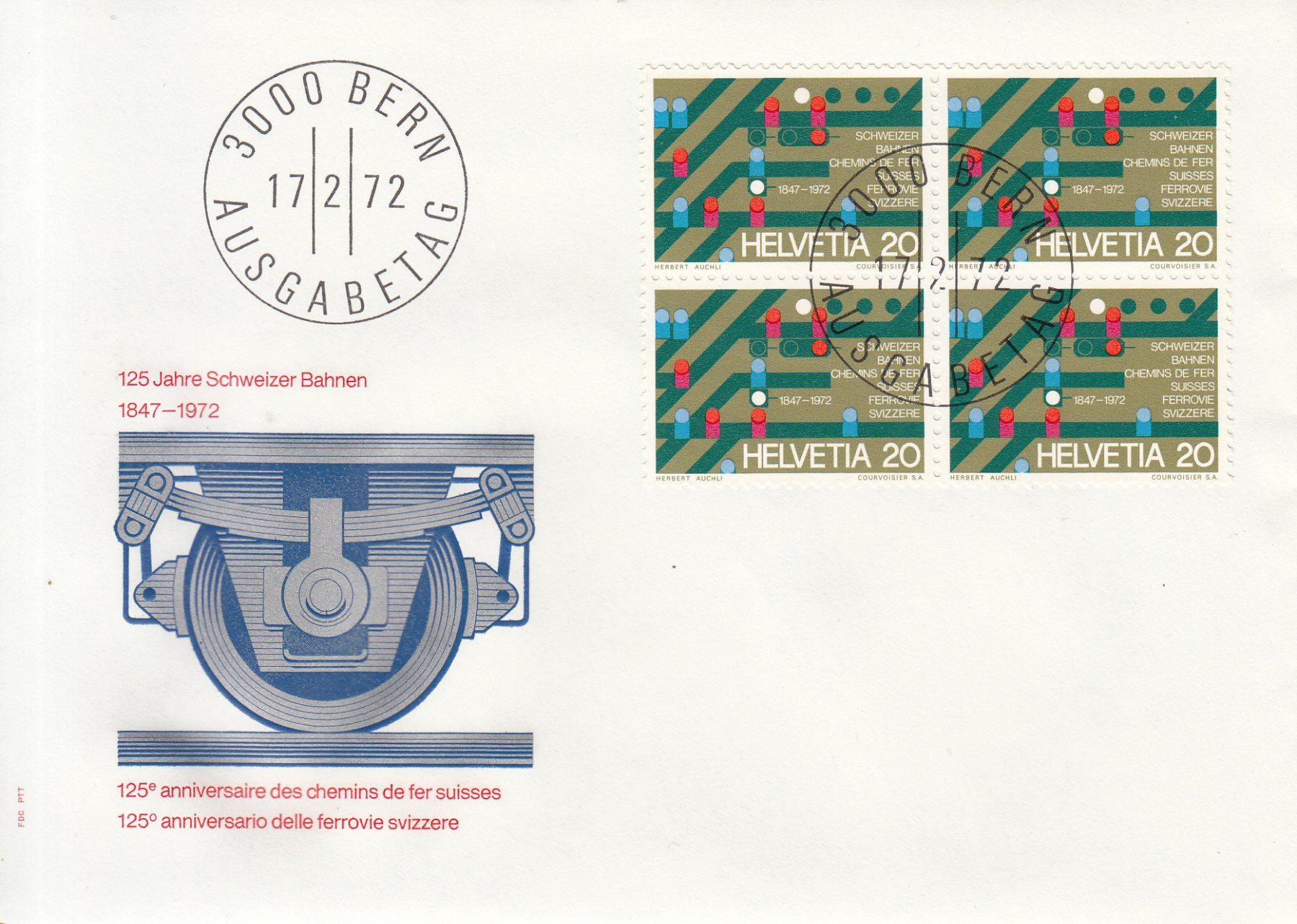 Alle Briefmarken: SBK 505 - 508 im 4er-Block FDC – Gebraucht aus Bürglen TG von StampGraf 2