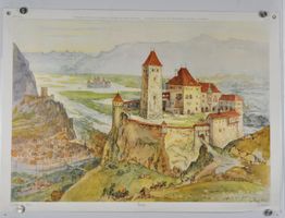 Schulwandbild  Burg Adolf Tièche 1950 #ti