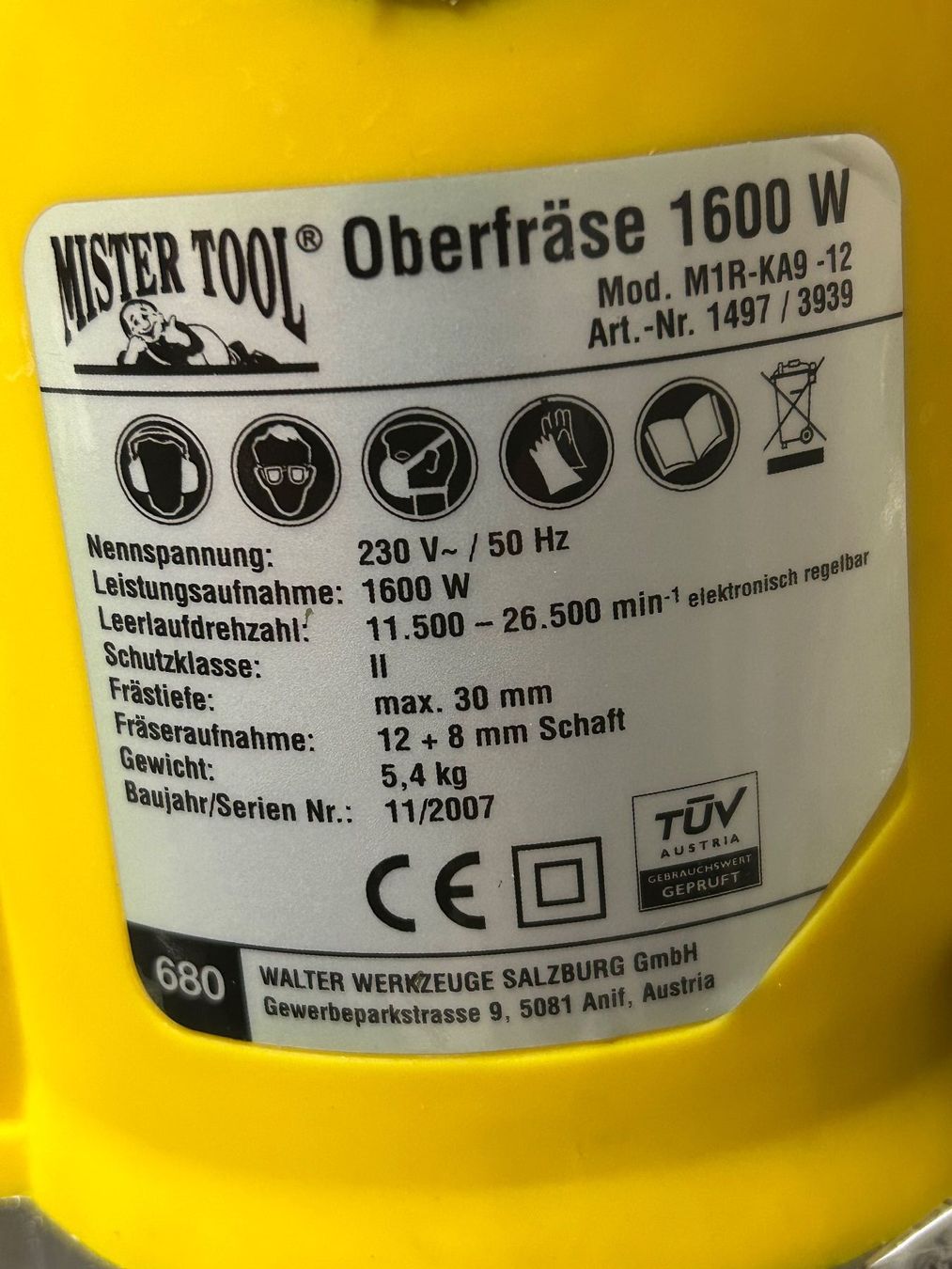 Tutte le macchine: Oberfräse Mister Tool 1600 W – Nuovo e nell'imballaggio originale da Reinach AG venduto da Polarstern1 3