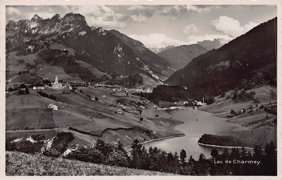 Cartoline postali: Lac de Charmey, circulée 1945 – Usato da Frauenfeld venduto da POML