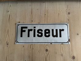Altes Emailschild Friseur