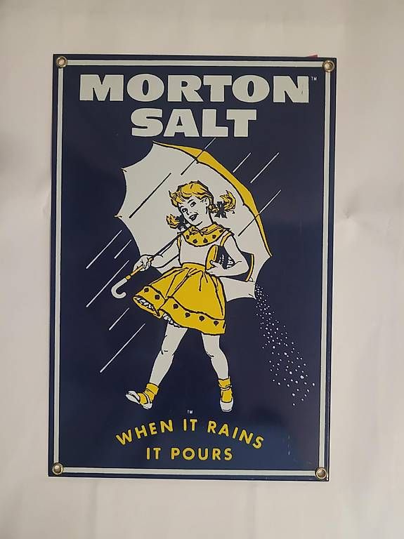 Insegne: Emailschild Morton Salt – Usato da Wettingen venduto da okatiki