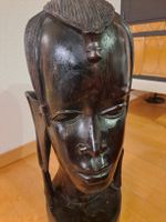 Grosse afrikanische Ebenholz Skulptur  Frauenkopf 58 cm