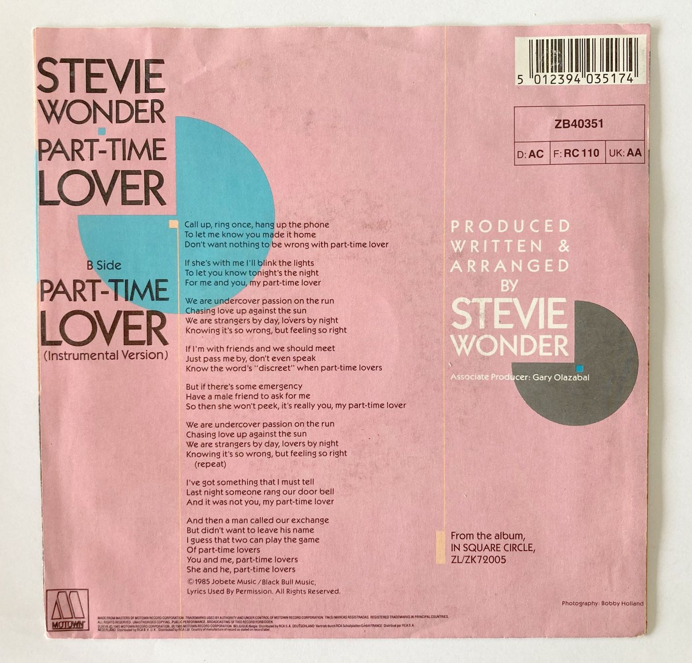 Vinyles: STEVIE WONDER - PART-TIME LOVER – D'occasion à Bottens par hotter-than-hell 1