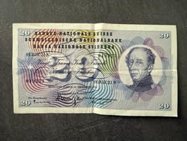 Schweizer Banknote 20.00   vom 23. Dezember 1959  Nr. 049333