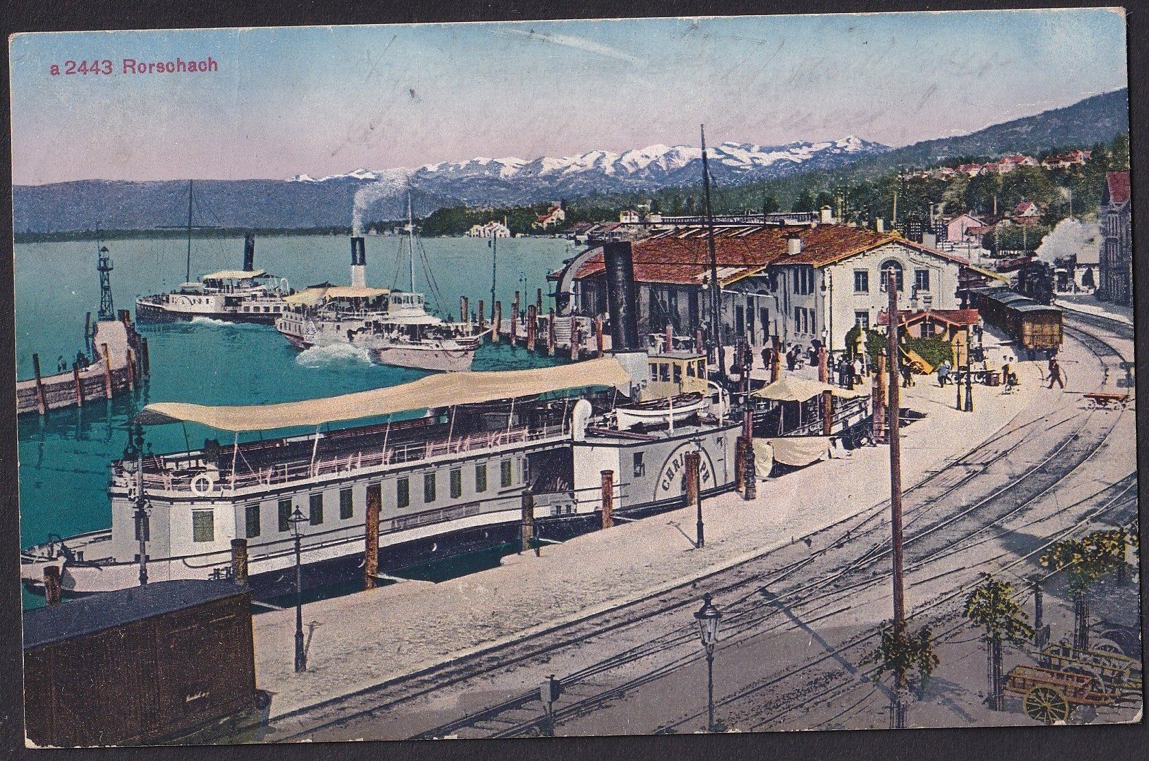 Cartoline postali: Rohrschach Hafen mit grossem Dampfer – Usato da Olten venduto da clotaldi