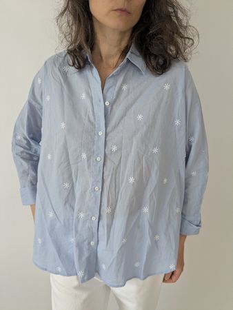 Bluse Ann Taylor hellblau Grösse S bestickt, Baumwolle 