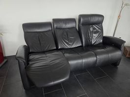 Ledersofa schwarz 3-Sitze Relaxfunktion (individ. manuell)