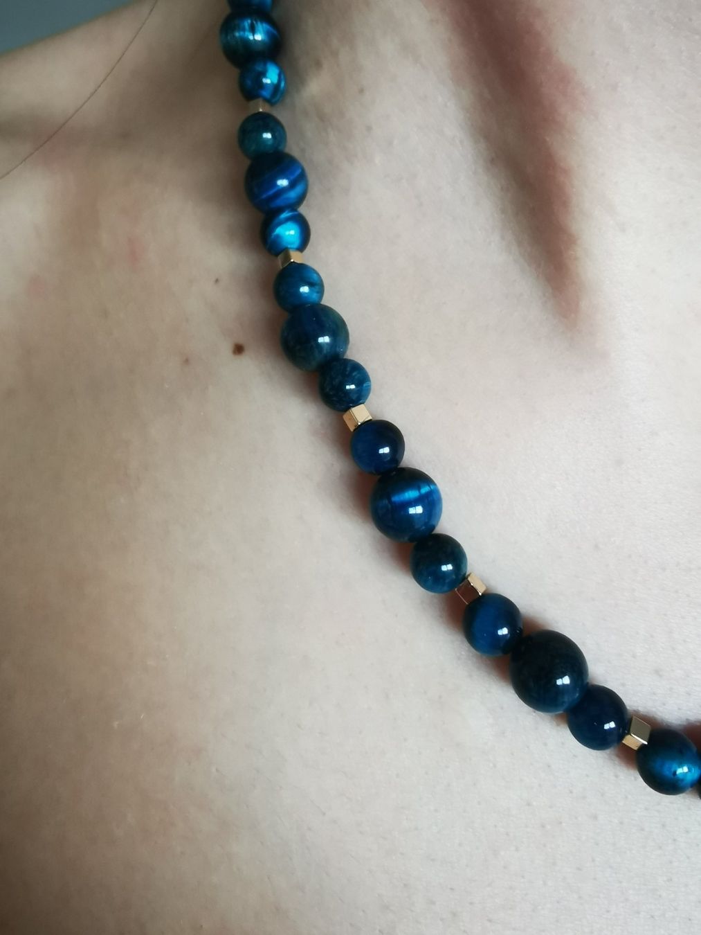 Catenine: Halskette mit blauen Tigerauge-Perlen – Nuovo (secondo la descrizione) da Niedergösgen venduto da lil_s6k8 6