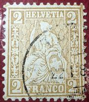 Sitzende Helvetia Nr. 44 Faser Papier Kat. 40.-