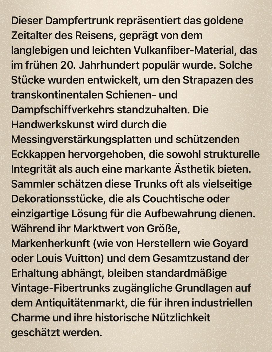 Cassapanche: Vintage Schwarzer Vulkanfiber-Dampfertrunk mit Messingbeschl – Usato da Rorschach venduto da premiumvoice 8