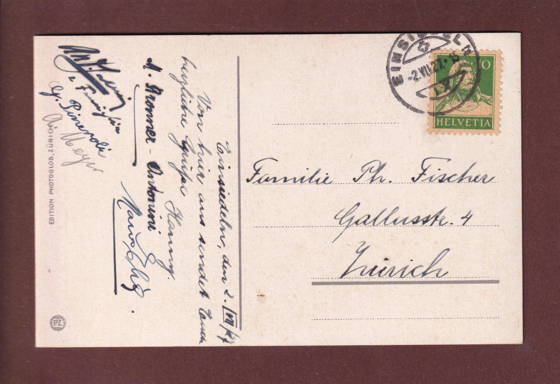 Cartoline postali: EINSIEDELN - Kloster - 1927 – Usato da Pully venduto da nicecards 1