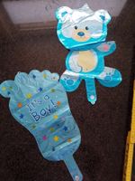 Geburt Baby Junge Folienballon Fuss und Bär / Party Ballon