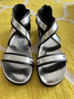 Armani Jeans Sandalen Gr. 38 schwarz/silber