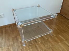 Beistelltisch Glas Messing Acryl guter Zustand