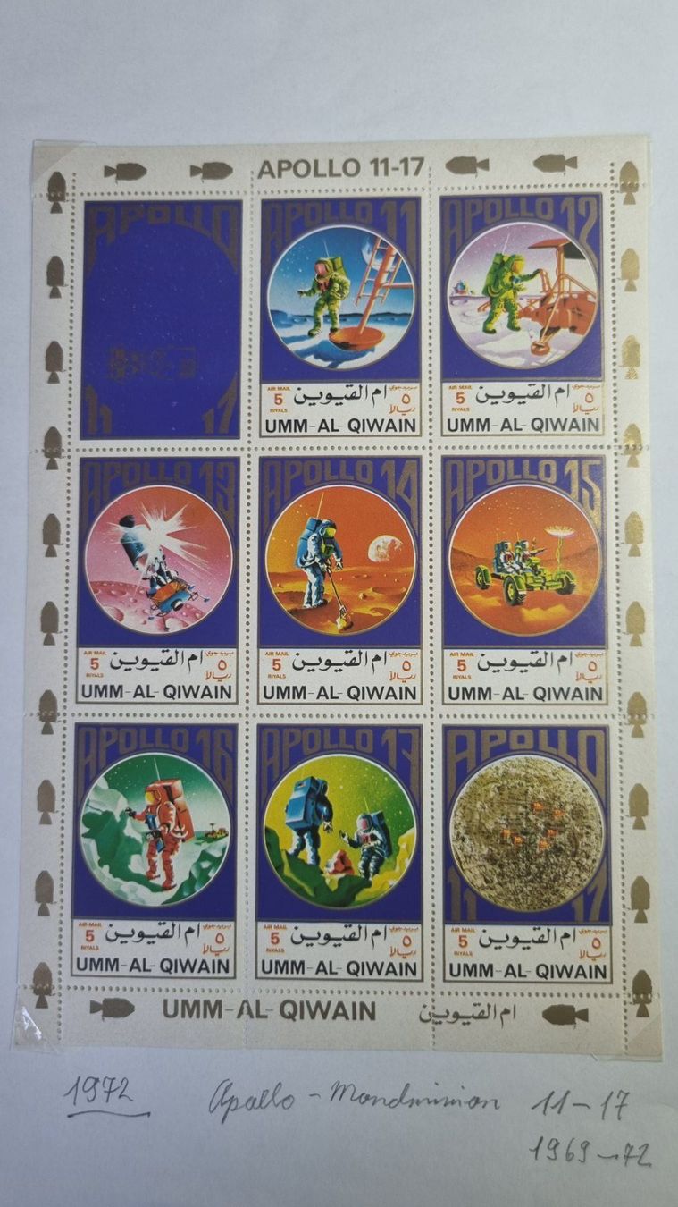 Tutti i francobolli: Kleinbogen Ulm Al Qiwain Apollo 11 - 17 ** – Nuovo (secondo la descrizione) da Moosseedorf venduto da wau69