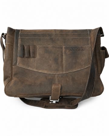 Sac bandoulière en cuir marron MacCase Michael Simon Design