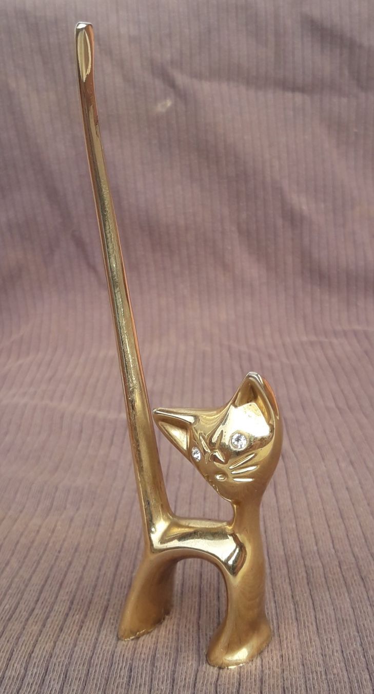 Statuette: Katzen-Figur Messing als Fingerringhalter oder Deko – Usato da Bern venduto da Delphin77 3
