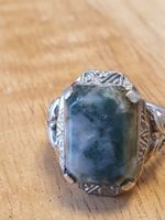 Art-Déco 835er Silber Ring besetzt mit marmoriertem Stein