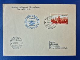 Sonderluftpostbrief "Pro AERO" 1943 Bern-Zürich
