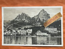 Vintage Ansichtskarte Schwyz, Brunnen & Mythen, alt