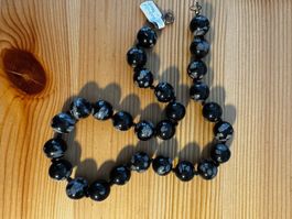 Halskette aus Schneeflocken-Obsidian (44 cm lang)