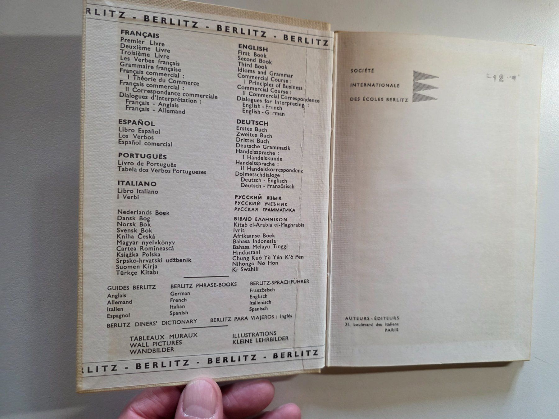 Libri: Berlitz Francais - Verbes Francais - 1969 – Usato da Walterswil BE venduto da Lonitti 3