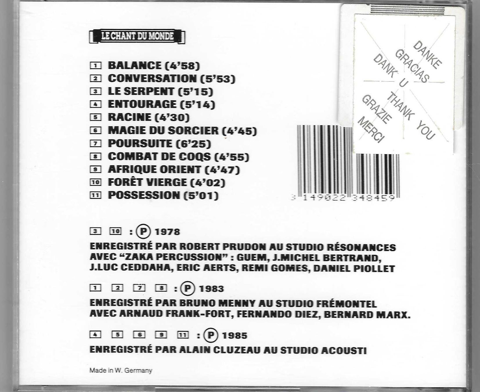 CDs: GUEM  -  PERCUSSIONS – D'occasion à Bex par Giorgiob 1