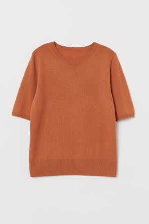Damen H&M Kaschmirpullover Kurzarm in Orange
