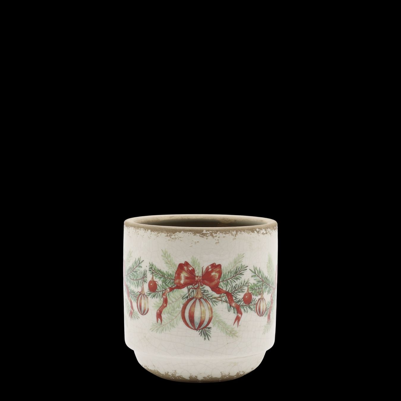 Blumentöpfe: Chic Antique Übertopf mit Weihnachtskugel und Schleife – Neu und originalverpackt aus Innertkirchen von Glatthard-Interior 2