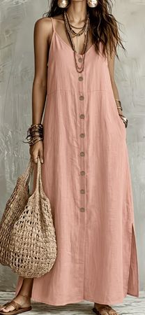Maxikleid rosa Knöpfe Grösse XXL. Neu