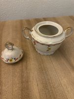 Elfenbein Porzellan Zuckerdose Golddekor Vintage