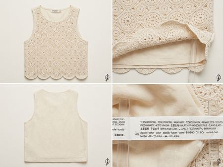 Top crochet sans manches beige taille S