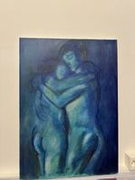 Original Blue-Toned Figure Painting - Modern Art Piece