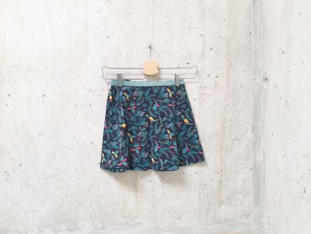 Jupe en coton Kiabi, bleu marine, perroquet, fille, 10 ans