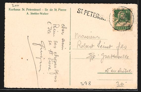 Cartoline postali: St. Petersinsel, Totalansicht mit Dampfe – Usato da Berlin venduto da bartko-reher 1
