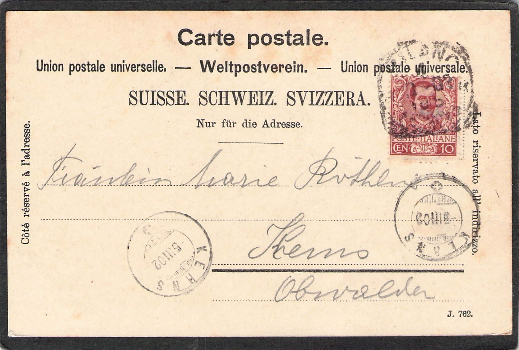 Cartoline postali: ^Göschenen UR , 1902 – Usato da Reichenburg venduto da Pipo-67 1
