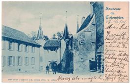 Souvenir de Colombier, soldats, circulée 1900 poste campagne