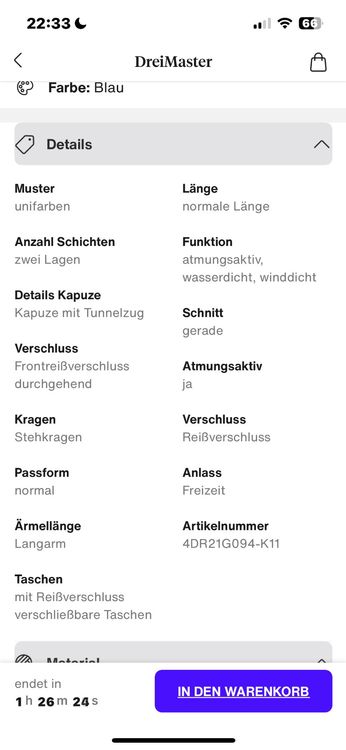 Vestes: Übergangsjacke Dreimaster XL/42 – Neuf (Voir description) à Nürensdorf par Trisch 8