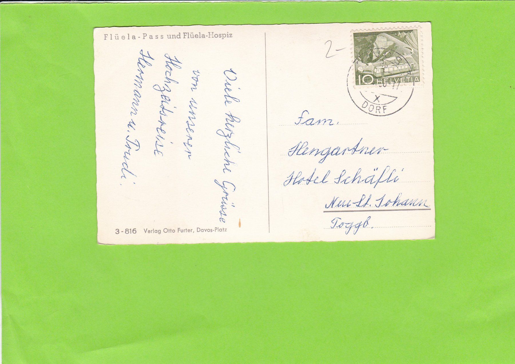 Cartoline postali: Flüela-Pass – Usato da St. Peterzell venduto da neckertal 1