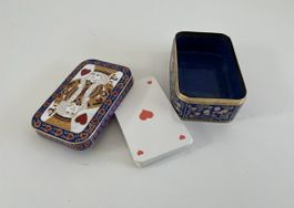 Vintage Cloisonné Spiel-Pokerkarten-Box / King of Hearts