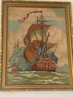 Segelschiff Bild , Gobelin vintage