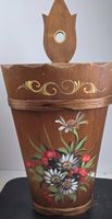 Handbemalter Holzeimer / Holzgefäss mit Blumenmotiv