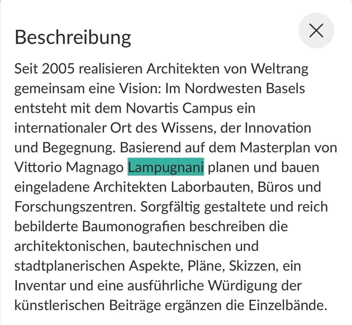 Bücher: Novartis Campus - weitere Bauten – Neu und originalverpackt aus Frauenfeld von Joanke63 2