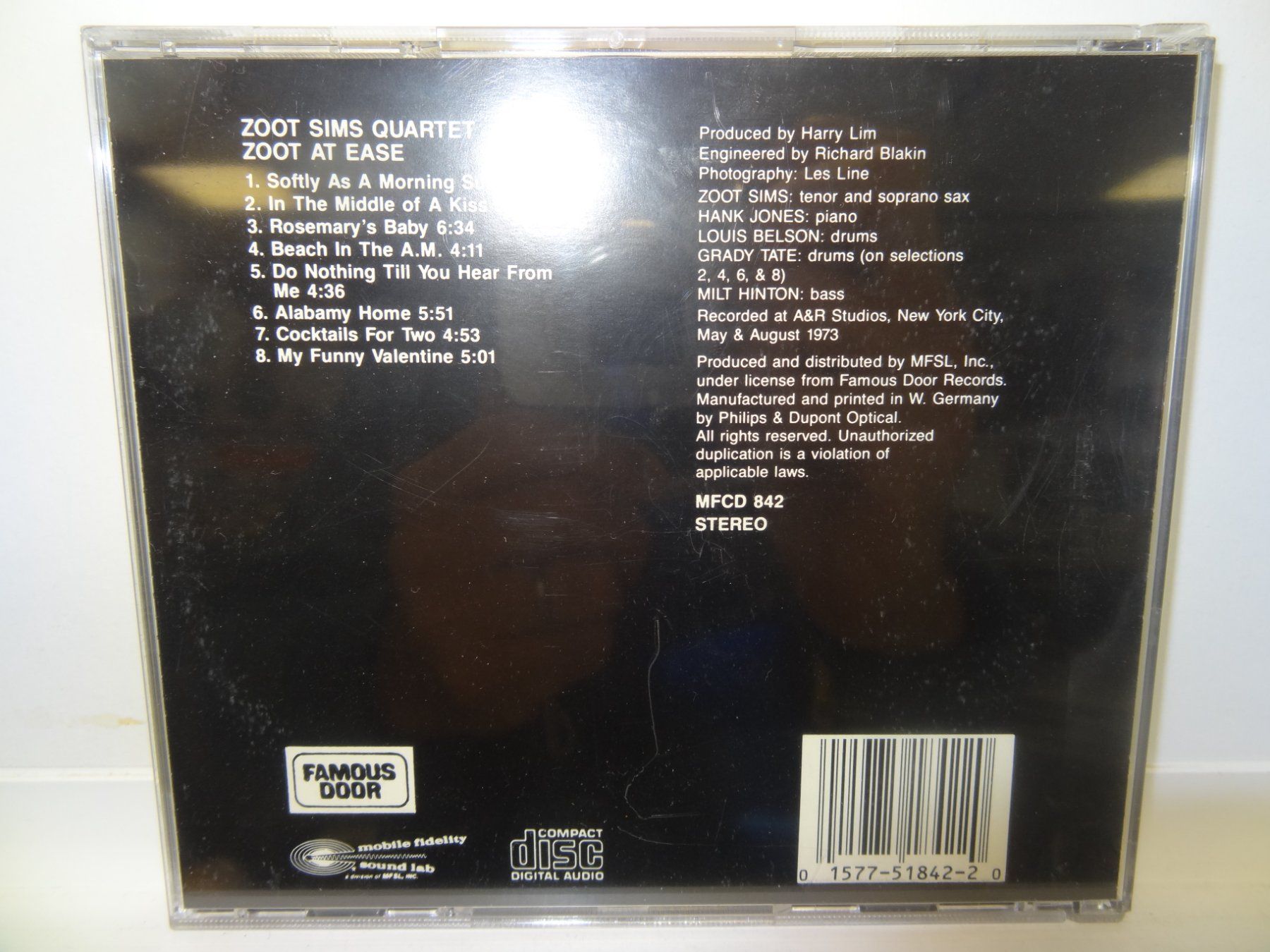 CD: Zoot Sims Quartet Zoot At Ease Original Master Recording CD – Usato da luzern venduto da musicandart 1