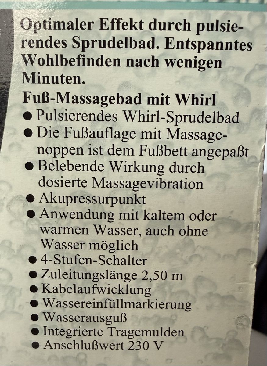 Trisa Massagegeräte: Fuss-Massage mit Sprudelbad – Neu (gemäss Beschreibung) aus Oberhof von Babylonier 3