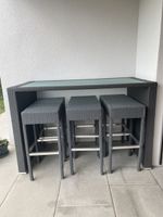 Rattan Lounge - Hochtisch mit 6 Stühlen