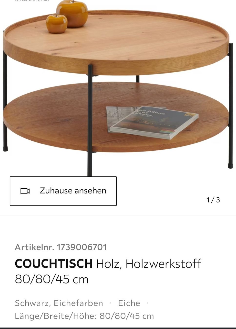 Tables: Couchtisch rund Holz – D'occasion à Rümlang par Arsasladi