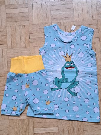 Froschkönig Sommer Set, handmade, Grösse 92, NEU