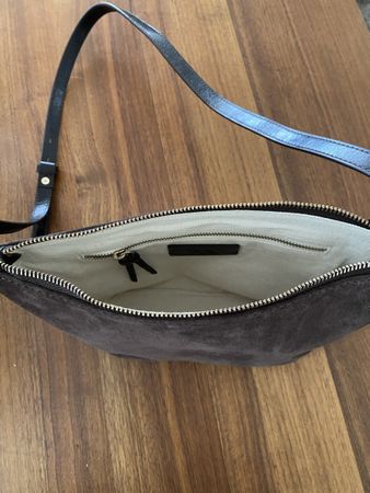 ZARA Damen Umhängetasche, Veloursleder, braun,neuwertig